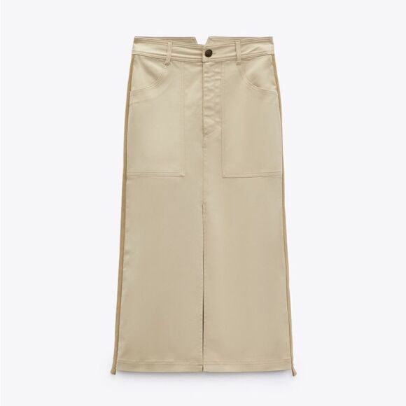 Zara STRAIGHT CUT MIDI SKIRT - Picture 4 of 9